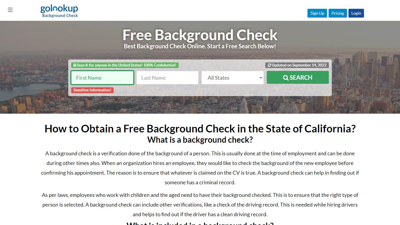California Free Background Check, Free Background Check ... - GoLookUp